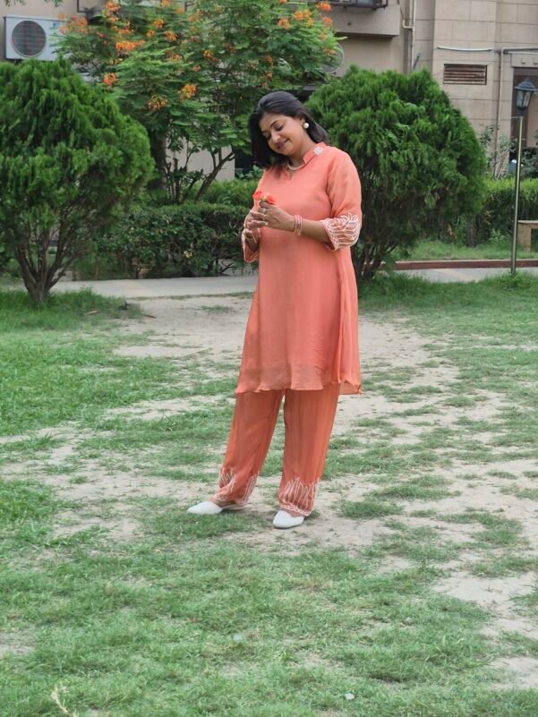Marvellous Orange Two Piece Suit Set