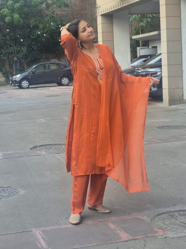 Marvelous Orange 3 Piece Suit Set