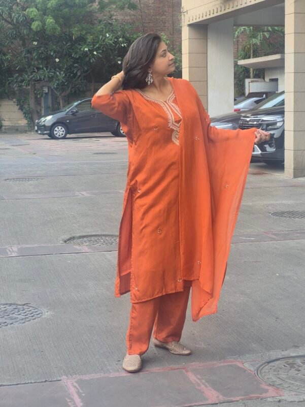 Marvelous Orange 3 Piece Suit Set