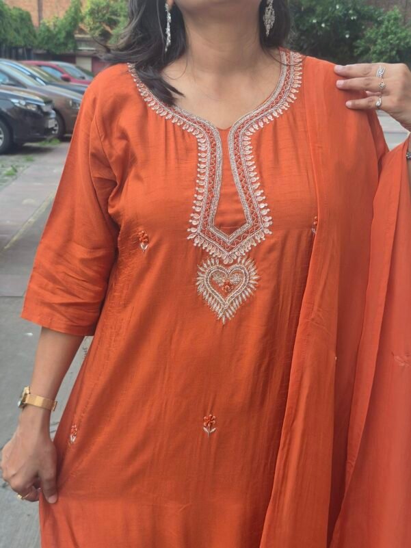 Marvelous Orange 3 Piece Suit Set
