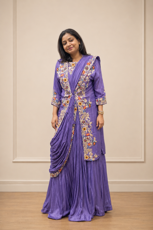 MAJESTIC LAVENDAR 3 PIECE INDO-WESTERN