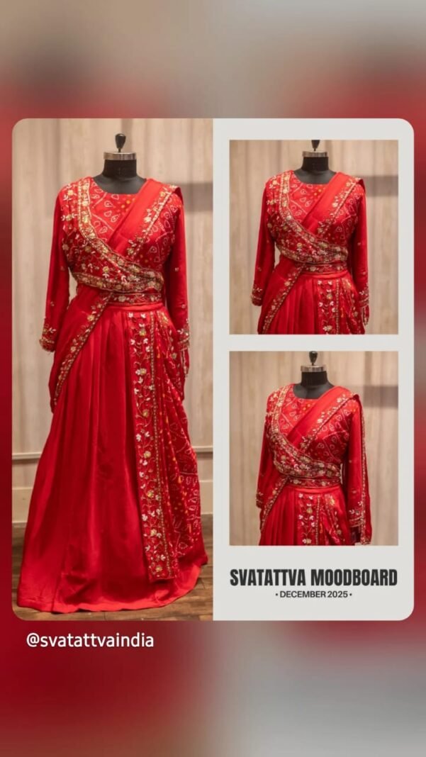 Embroidered Indo-Western Draped Saree with Handworked Belt