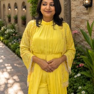 LAVISHING YELLOW WITH FULLY HAND-EMBROIDED HEAVY JACKET - Image 2