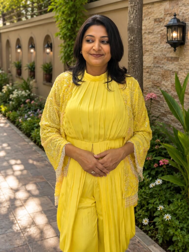 LAVISHING YELLOW WITH FULLY HAND-EMBROIDED HEAVY JACKET