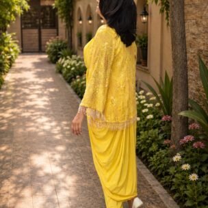 LAVISHING YELLOW WITH FULLY HAND-EMBROIDED HEAVY JACKET - Image 3