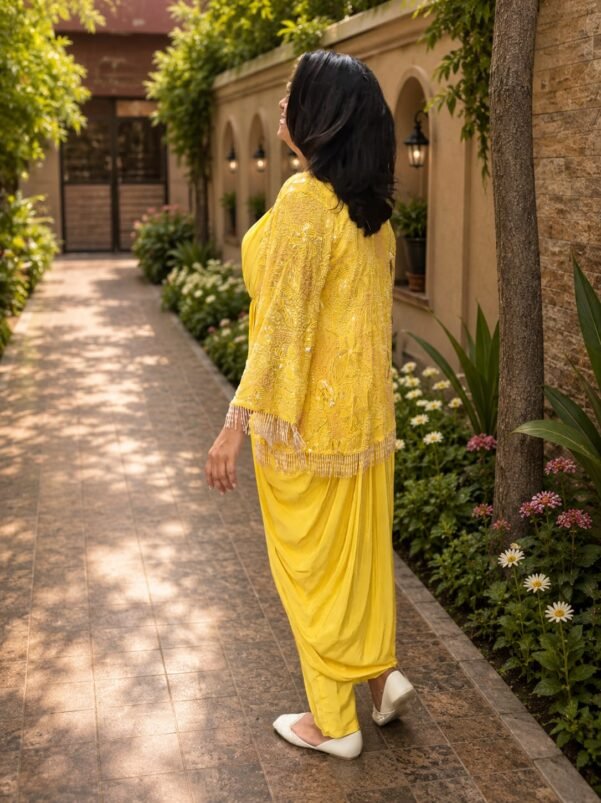LAVISHING YELLOW WITH FULLY HAND-EMBROIDED HEAVY JACKET