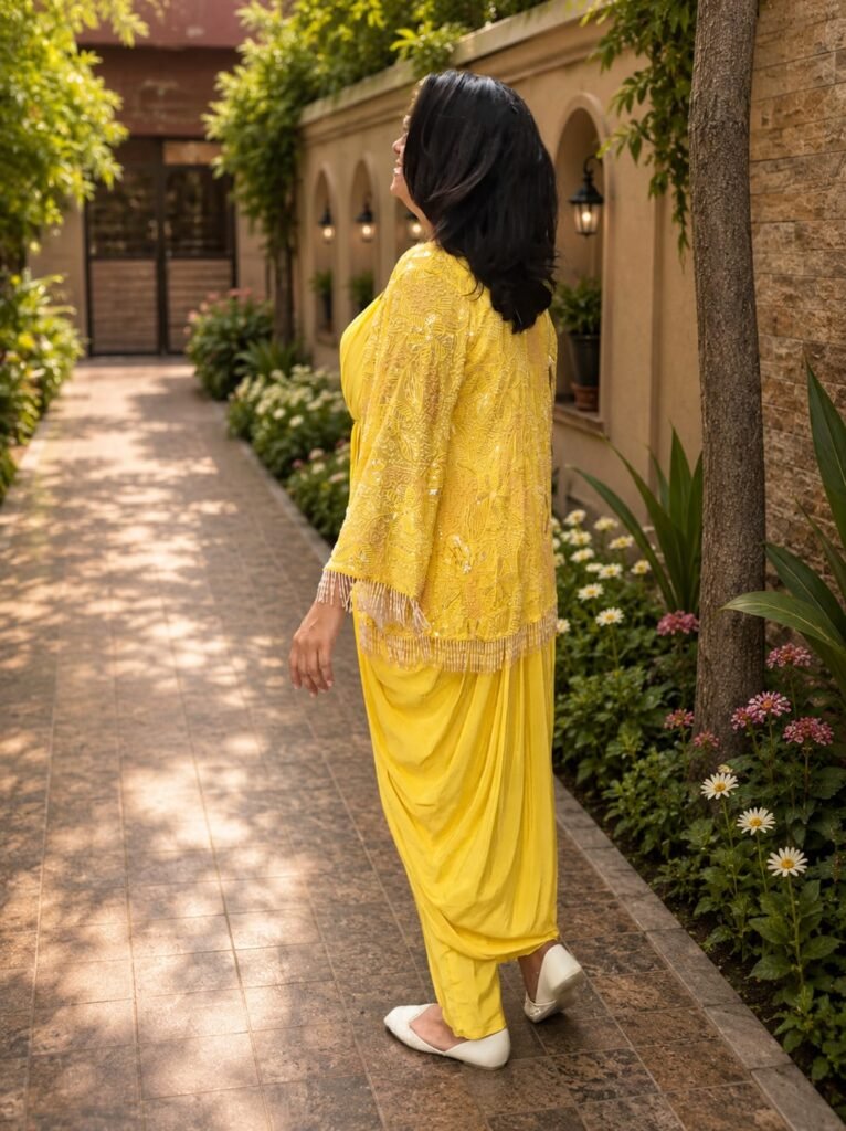 LAVISHING YELLOW WITH FULLY HAND-EMBROIDED HEAVY JACKET