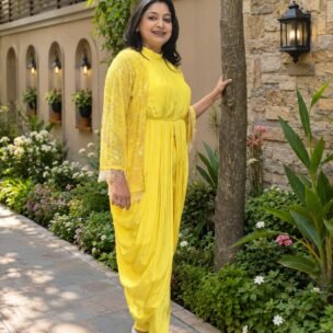 LAVISHING YELLOW WITH FULLY HAND-EMBROIDED HEAVY JACKET - Image 1