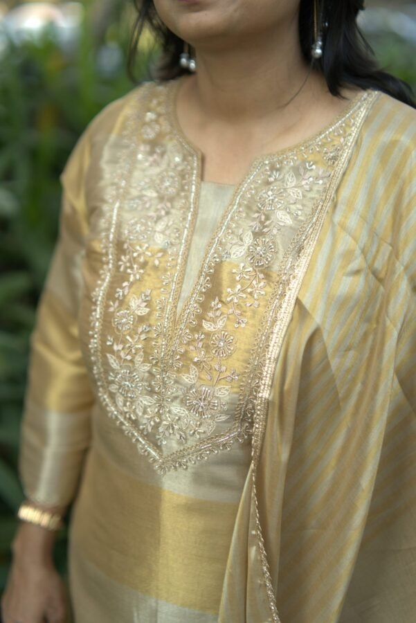 GOLDEN DUAL SHADE SILK INDO WESTERN