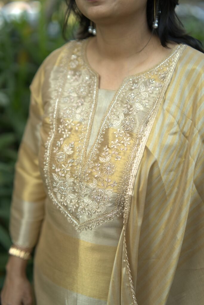 GOLDEN DUAL SHADE SILK INDO WESTERN