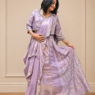 BLUSH PINK MIRROR WORK GHAGRA - Image 3