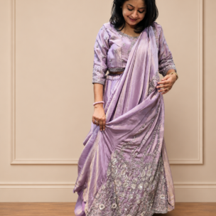 BLUSH PINK MIRROR WORK GHAGRA - Image 2