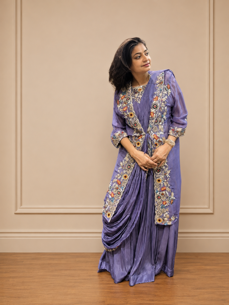 MAJESTIC LAVENDAR 3 PIECE INDO-WESTERN